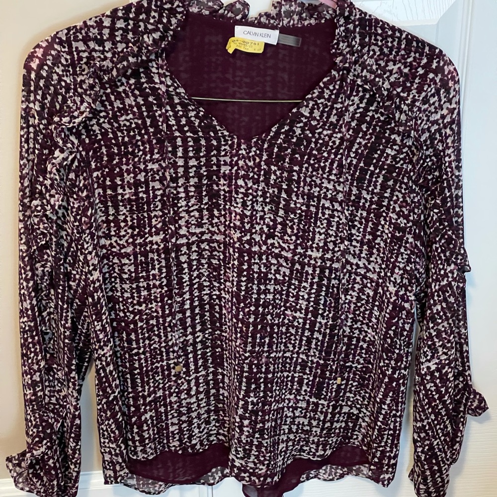 Calvin Klein long sleeve blouse size L.